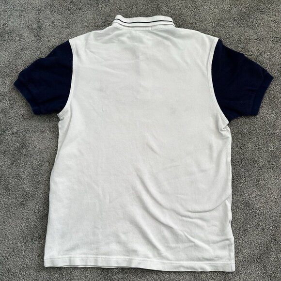 Fred Perry M1586 Polo Shirt Men’s Medium White Navy Colorblock - Picture 3 of 9